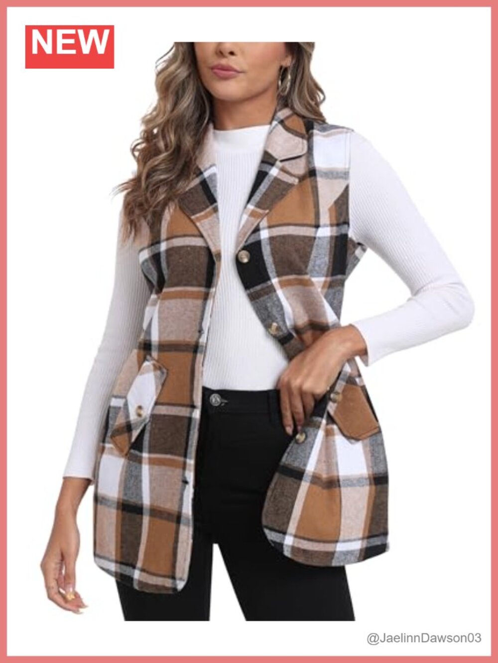 MoFiz Plaid Flannel Vest Sleeveless Button Down Jacket